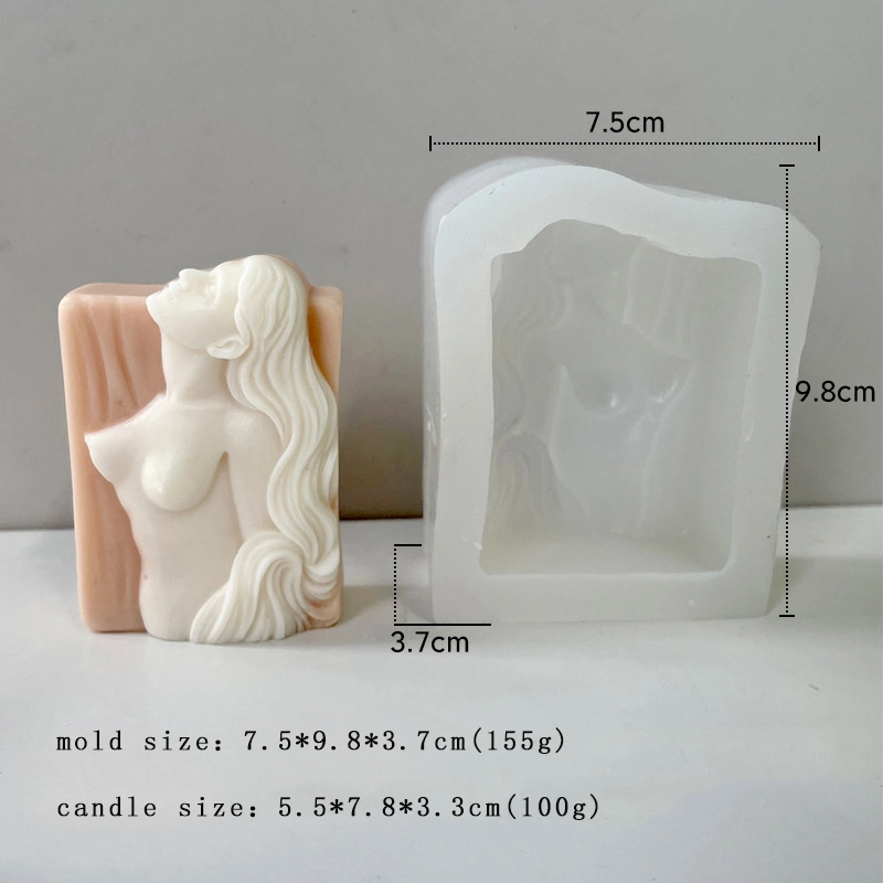 Square Relief Mermaid-Shaped Handmade Soap Aromatherapy Candle Silicone Mold