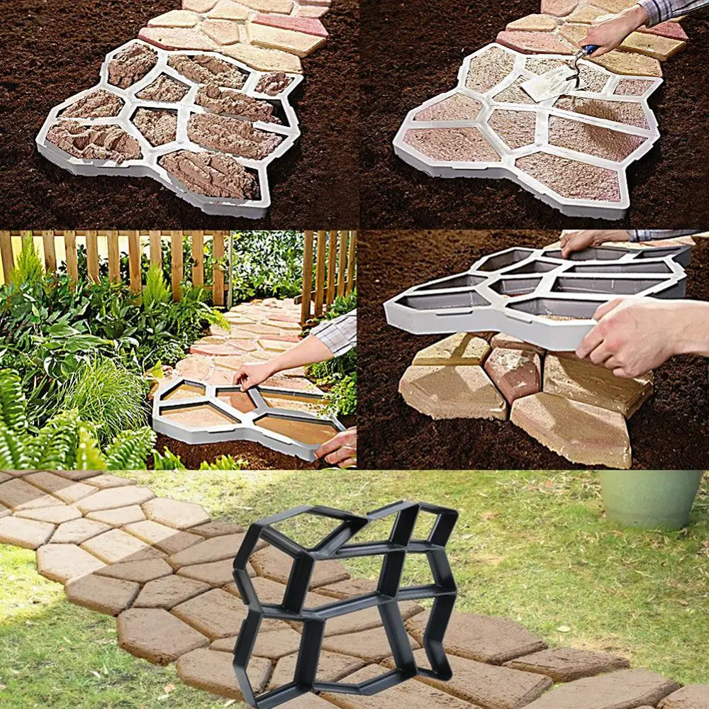 Manually Paving Cement Brick Concrete Molds DIY Plastic Path Maker Mold Garden Stone Road Paving Mold Garden Building Decoration